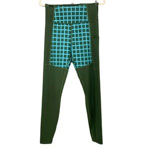 TOPO Designs Hiking Running Green Blue Geometric Leggings Womens Small